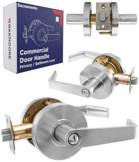 Oakmoore 733569326174 Commercial Bathroom Door Handle With Lock Privacy Silver