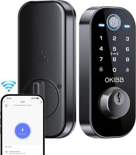 Okibb 768383681130 Smart Lock With Built-in Wi-fi App Remote Control Fingerprint Door