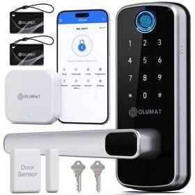 Olumat 769129866118 Smart Lock With Door Sensor - Fingerprint Code Keyless Entry Easy Install