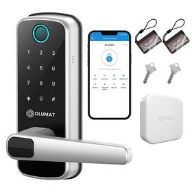 Olumat 769129866200 Smart Door Lock With Handle Keyless Entry Wifi Gateway - Smar