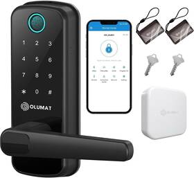 Olumat 769129866217 Smart Door Lock With Handle - Keyless Fingerprint Black
