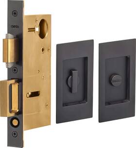 L.10b Omnia 7036/l.10b Oil Rubbed Black Privacy Flush Cup Pocket Door Lock With Turnpiece And Eme