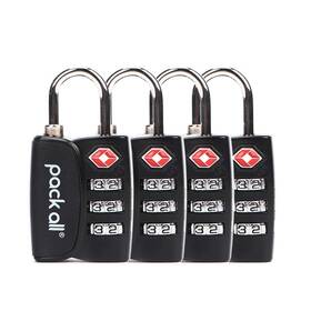 Pa-23114 Pack All Tsa Approved Luggage Lock Inspection One Size 4pcs Black