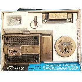 N957-3916 Penncraft Usa Made New Old Stock Jc Penney Brass Safety Door Keyed Deadbolt Lock