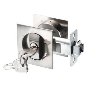 Peroup 619668188977 Pocket Door Lock For Invisible Recessed Handle Latch With Keys Silver