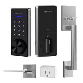 Philips 705353999048 Bluetooth Touchscreen Smart Deadbolt With Wi-fi Bridge And Door Handleset-satin