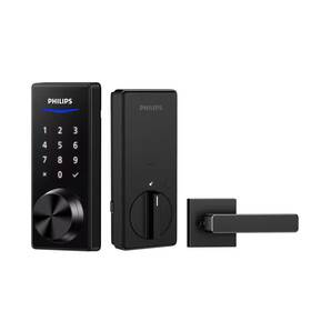Philips 726084903579 1000 Series Matte Black Single Cylinder Electronic Deadbolt With Lever Set