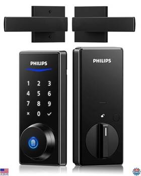 B0dbkztx25 Philips Electronic Fingerprint Door Lock Set Keyless Entry Auto 2 Handles