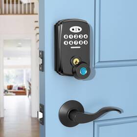 Mms-1-us-b Physen Keyless Entry Fingerprint Door Lock With 2 Lever Handles - Smart Deadb