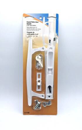 Plpci 049793011978 Keyed White Patio Sliding Glass Door Lock With Handle Set 6 5/8 Inch Center Hole New