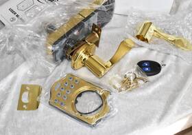 Scc-0r Pls Brass Front Door Entry Lock 2 Levers With Remote Electronic Digital Keypad