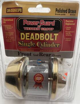 Dr-dsd603pd Power Guard By Tieshen Group Deadbolt Single Cylinder Polished Brass Bronze