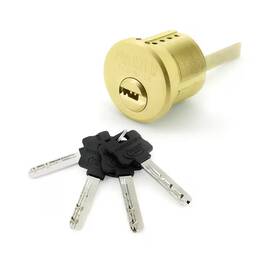 Premier Lock 313056546560 1-1/8 Inch High Security Rim Cylinder Brass Finish