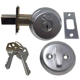 Premier Lock 645217889061 Satin Chrome Arrow Style Door Single Cylinder Deadbolt