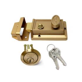 Nl01 Premier Lock Bronze Laquer Single Cylinder Deadbolt With Night Latch Holdback Button 2