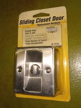 N-7239 Prime-line Sliding Pocket Door Privacy Lock With Pull Satin Nickel Fits 1-3/8 Inch -1-3/4