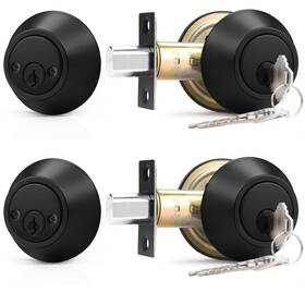 102db-cb-dldbkuspb-2packfba Probrico 2 Pack Black Double Cylinder Deadbolt Lock Round Keyed Both Side Door K