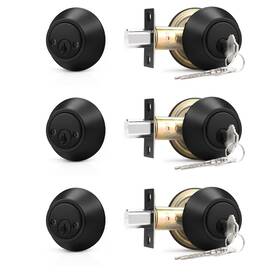 102db-cb-dldbkuspb-3packfba Probrico Double Cylinder Deadbolt Lock Keyed Alike Both Sides Black Round 3 Pack