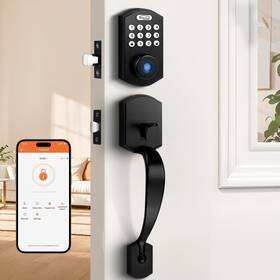 611-9860 Probrico Smart Keyless Entry Door Lock Deadbolt Front Handleset With Fingerprint