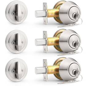 Probrico 710328647336 3 Pack Keyed Alike Combo Packs Single Cylinder Deadbolts Brushed Nickel