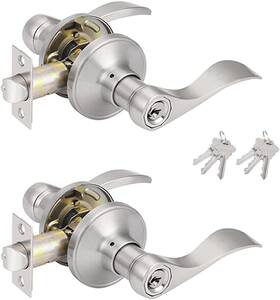 Probrico 710328910287 2 Pack Wave Style Keyed Alike Entry Levers Satin Nickel