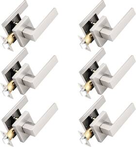 Probrico 713965646823 Square Passage Door Levers Set Keyless 6 Pack Brushed Nickel