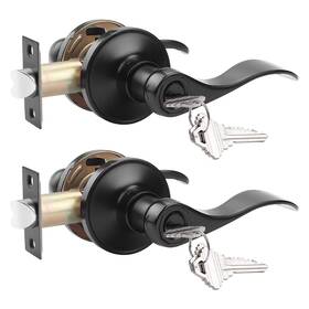 Probrico 717332809606 2 Pack Keyed Alike Entry Door Lever Lock With 3 Combo Black