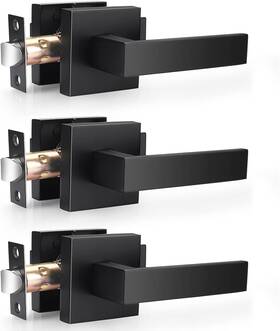 Dl01bkps-3 Probrico 3 Pack Square Passage Door Levers In Matte Black