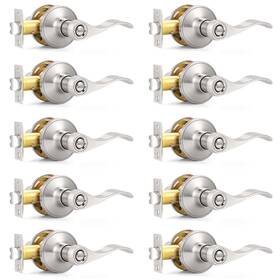 Dl12061snbk-sg10pack Probrico Privacy Door Levers Interior Handles 10 Pack Satin Nickel