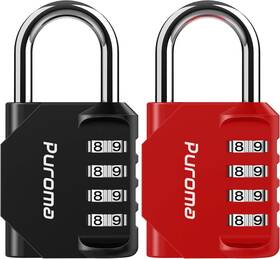 Th002br Puroma 2 Pack Combination Lock For Locker 4 Digit Medium Red And Black