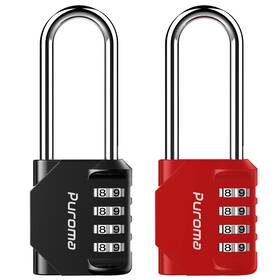 Th002dg Puroma 2 Pack 2.6 Inch Long Shackle Combination Lock 4 Red And Black