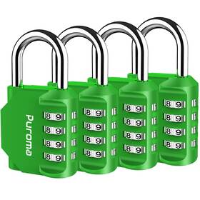 Th002gq Puroma 4 Pack Combination Lock For Locker Digit Outdoor Medium Green