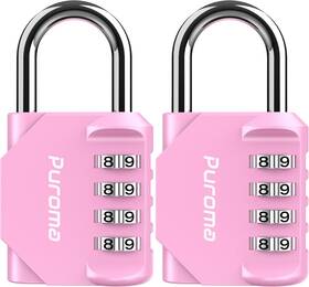 Th002pt Puroma 2 Pack Combination Lock For Locker 4 Digit Outdoor Medium Pink