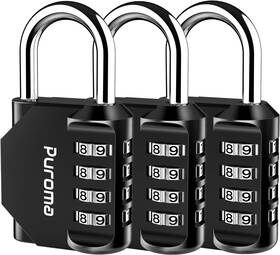 Th003xb Puroma 3 Pack Combination Lock For Locker 4 Digit Outdoor Medium Black