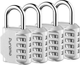 Th004s Puroma 4 Pack Combination Lock For Locker Digit Outdoor Medium Silver