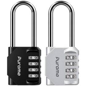 Th005l Puroma 2 Pack 2.6 Inch Long Shackle Combination Lock 4 Medium Silver And Black