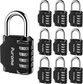 Th10ss Puroma 10 Pack Combination Lock For Locker 4 Digit Outdoor Medium Black
