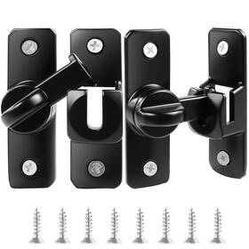 52181x Quadafy 90/180 Degree Flip Barn Door Lock Thickened Solid Multi-angle Black 2pack