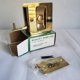 101-626 Quality Hardware Co. Sliding Door Lock Polished Brass Reversible No. 101 Usa Made
