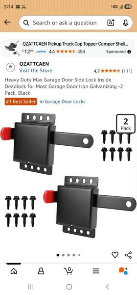 Qzattcaen X004t3ne5d Heavy Duty Garage Door Side Deadlock Galvanized Iron 2 Pack