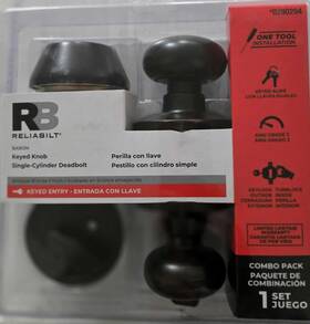 0280294 Reliabilt 1658869 Baron Keyed Knob Single Cyl Deadbolt Combo #0280294 Matt Black New
