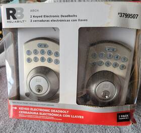3799507 Reliabilt 2 Keyed Electronic Deadbolts Satin Nickel Finish From A Local Estate