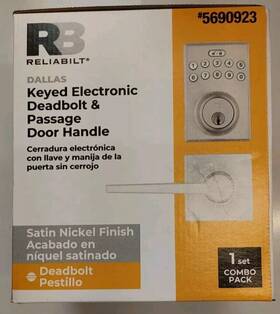 5690923 Reliabilt Satin Nickel Electronic Deadbolt W Keypad And Passage Door Handle