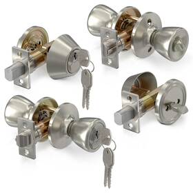 Hb-44200-psnb Reluen Set Of 2 Mobile Home Door Knobs Includes Keyed Entry Lock With Interior Kno