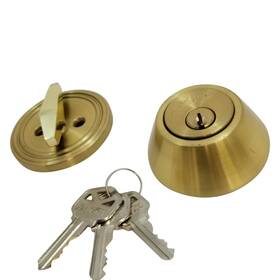 Rs-db-s-kw-sb-32 Rikey Security Deadbolt Lock Entry Keyed Cylinder With 3 Keys Exterior Interior Kw1 Satin Brass
