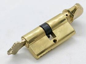 33660001 Rockwell Security Profile Cylinder Deadbolt Turn Knob For Active Doors 360 Degree Euro Brass