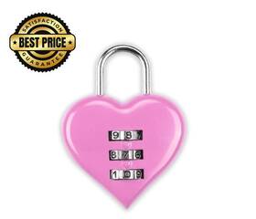Rosojodg 792483209253 Pink Combination Lock Heart Shape 3 Digital Password Padlock Mini