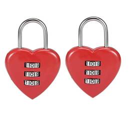 Rosojodg 792483874772 2pcs Red 3 Digit Combination Padlock 3mm Shackle Zinc Alloy Lock