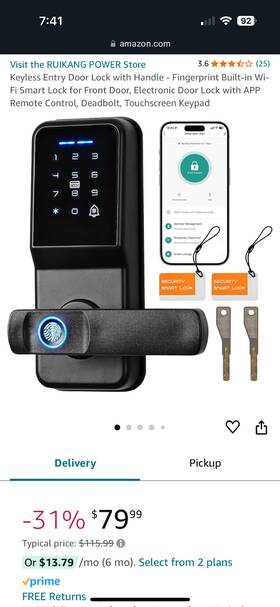 Ra-4a Ruikang Keyless Entry Door Lock With Handle - Fingerprint Built-in Wi-fi Smart For