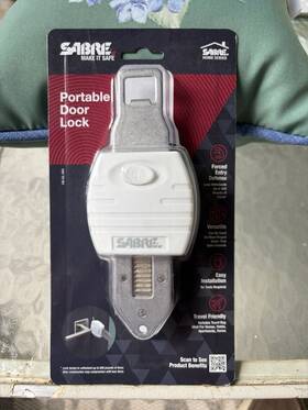 Sabre 023063814087 New Sealed Portable Door Lock Forced Entry Defense With Travel Bag